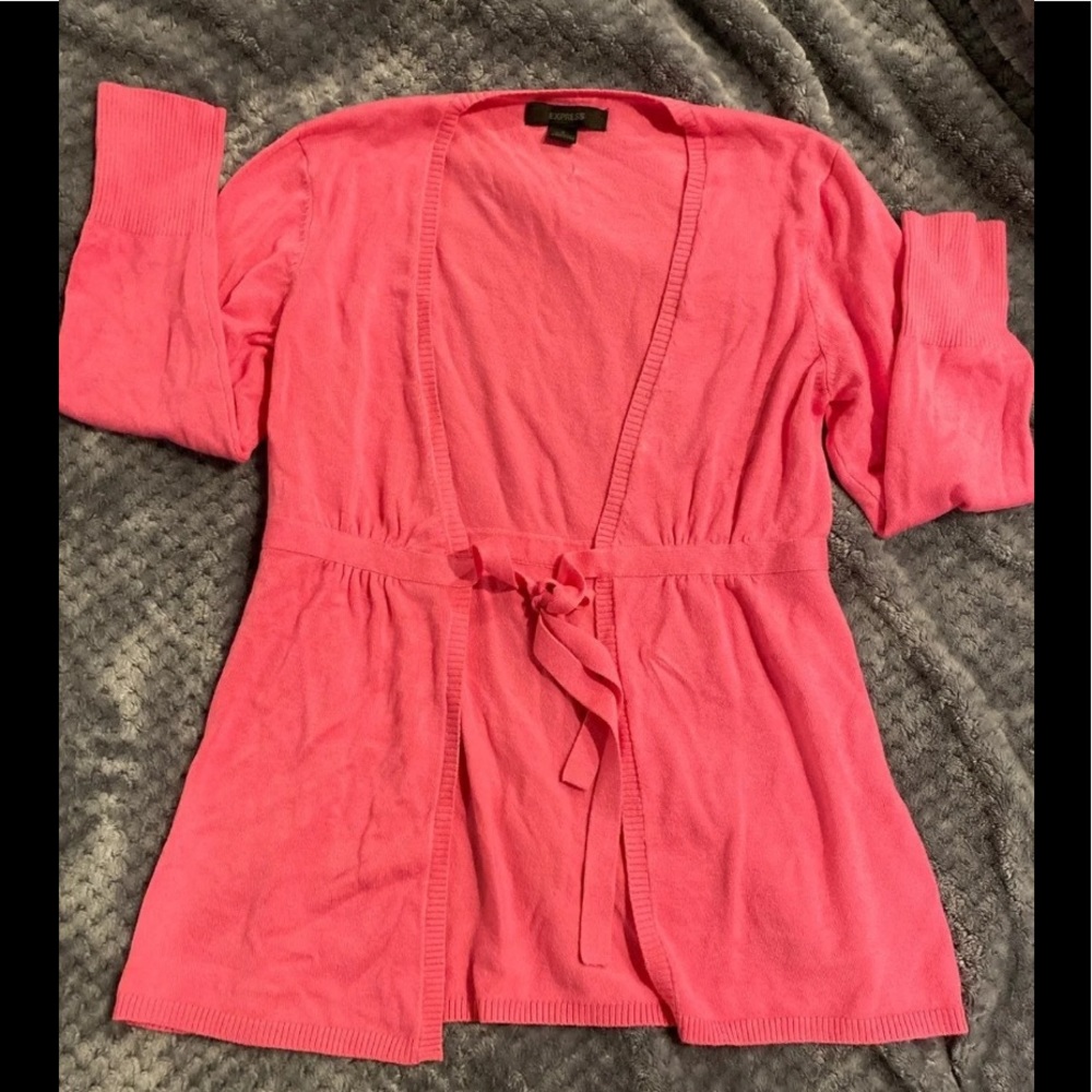 NWOT Express hot pink tie cardigan SzS